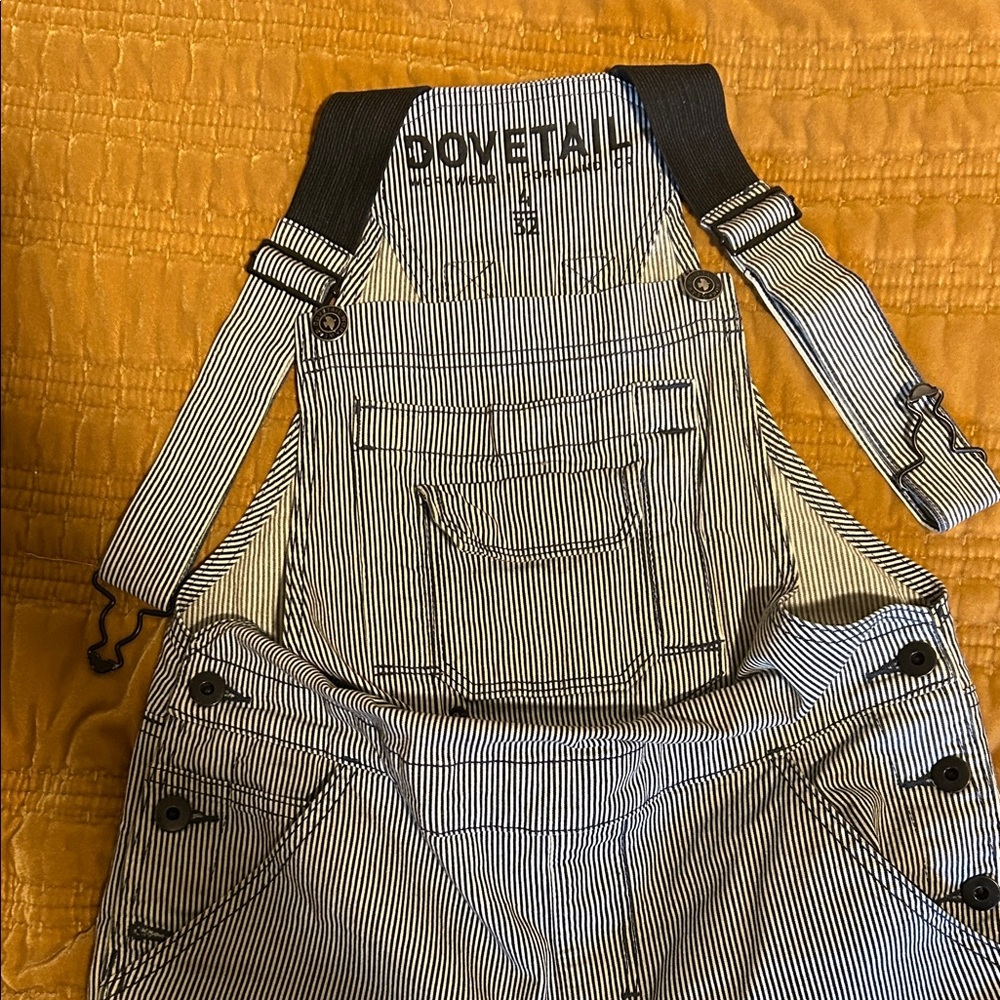 Striped Dovetail Overalls with Adjustable Straps